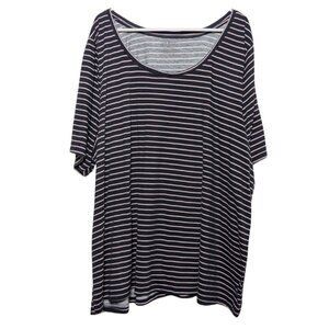 Lane Bryant Women's Perfect Sleeve Tee, Blue w/ Pink Stripes, Plus Size 26/28